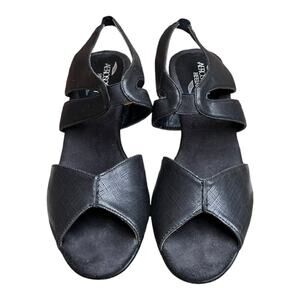 Aerosoles Comfort Heelrest Open Toe Black Slip on Heeled Sandals Size 9M EUC